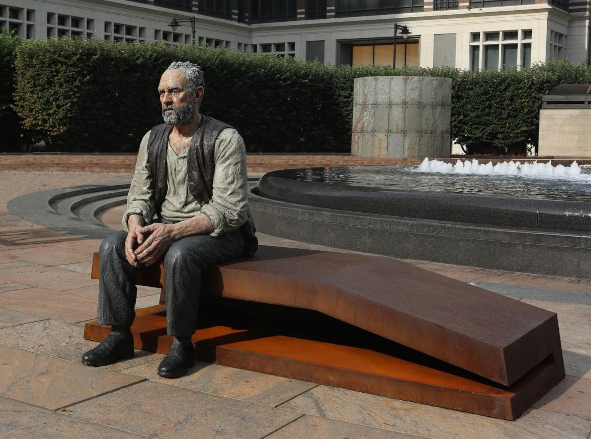 Sean Henry's seated man sculpture on display