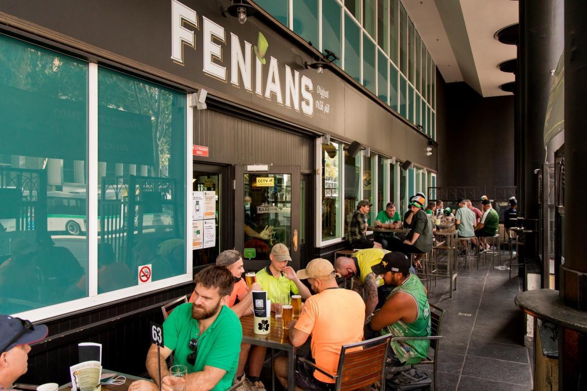 The outside of the Fenian's pub 