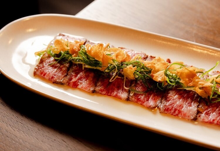 Beef tataki dish from Papi Katsu