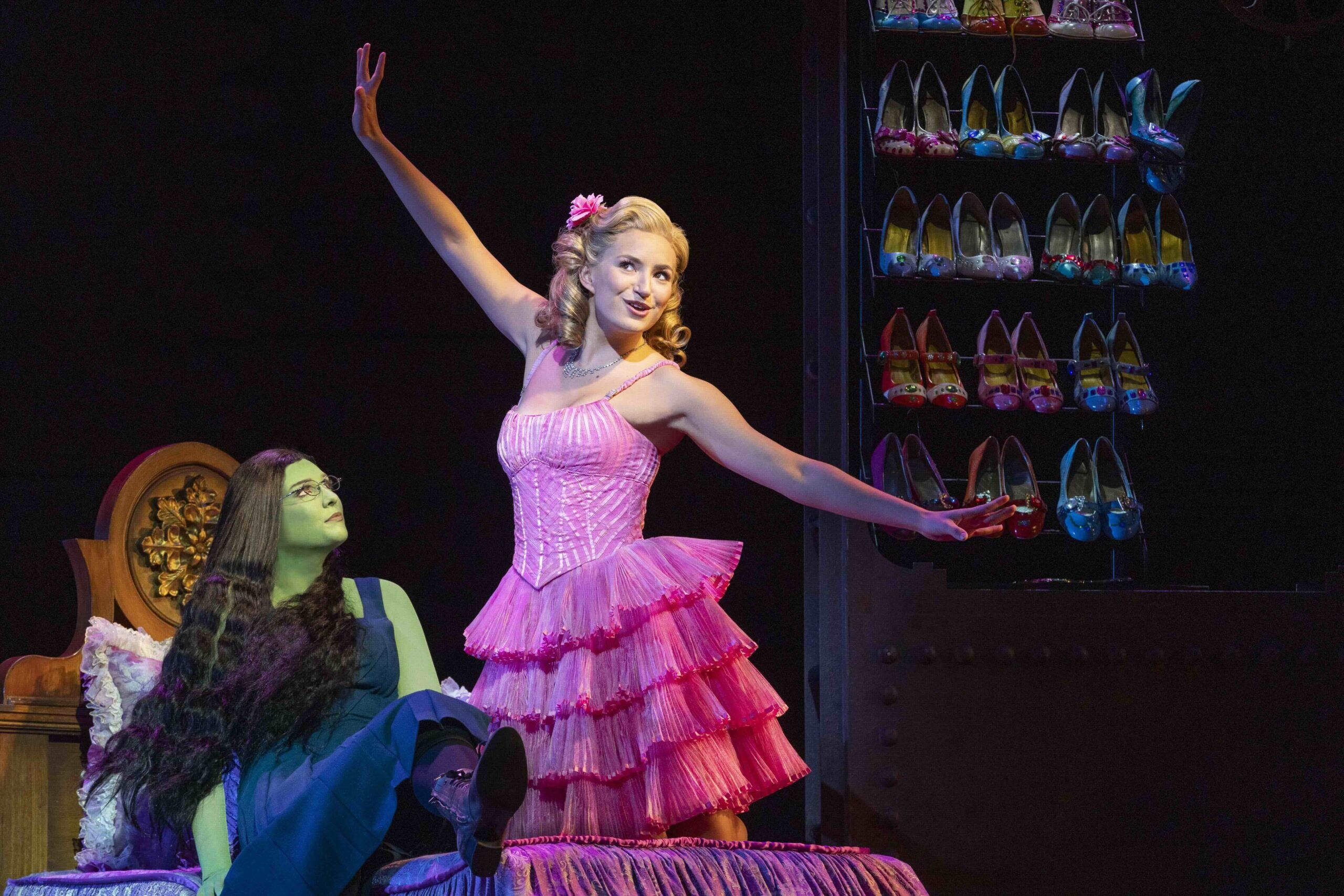 Sheridan Adams and Courtney Monsma in WICKED on stage