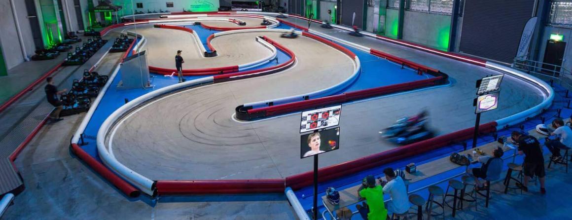 A wide shot of the Kart Centre go karting track in Perth