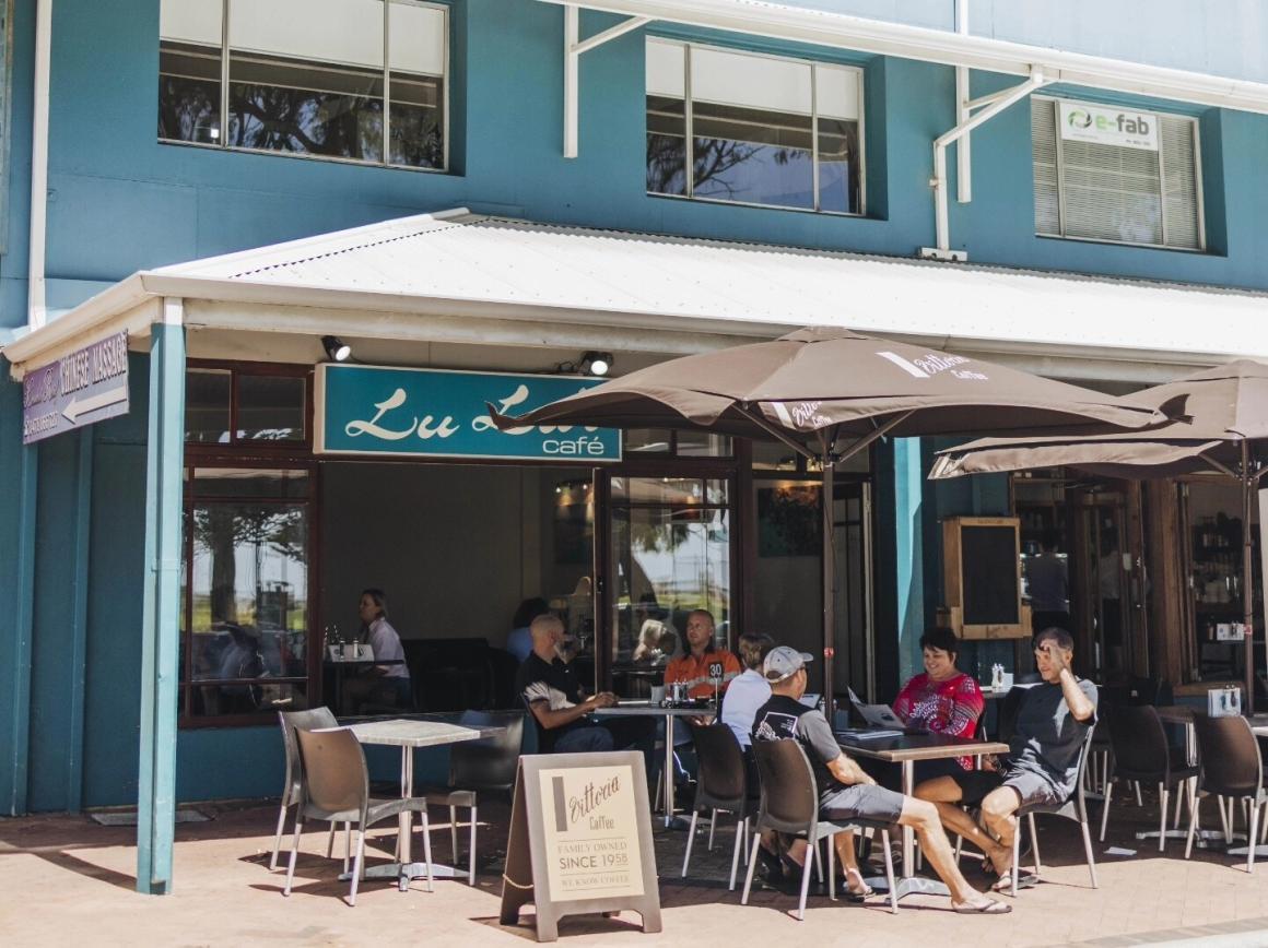 A wide shot of the outside of Lulus Cafe. One of Perth's best bagel spots