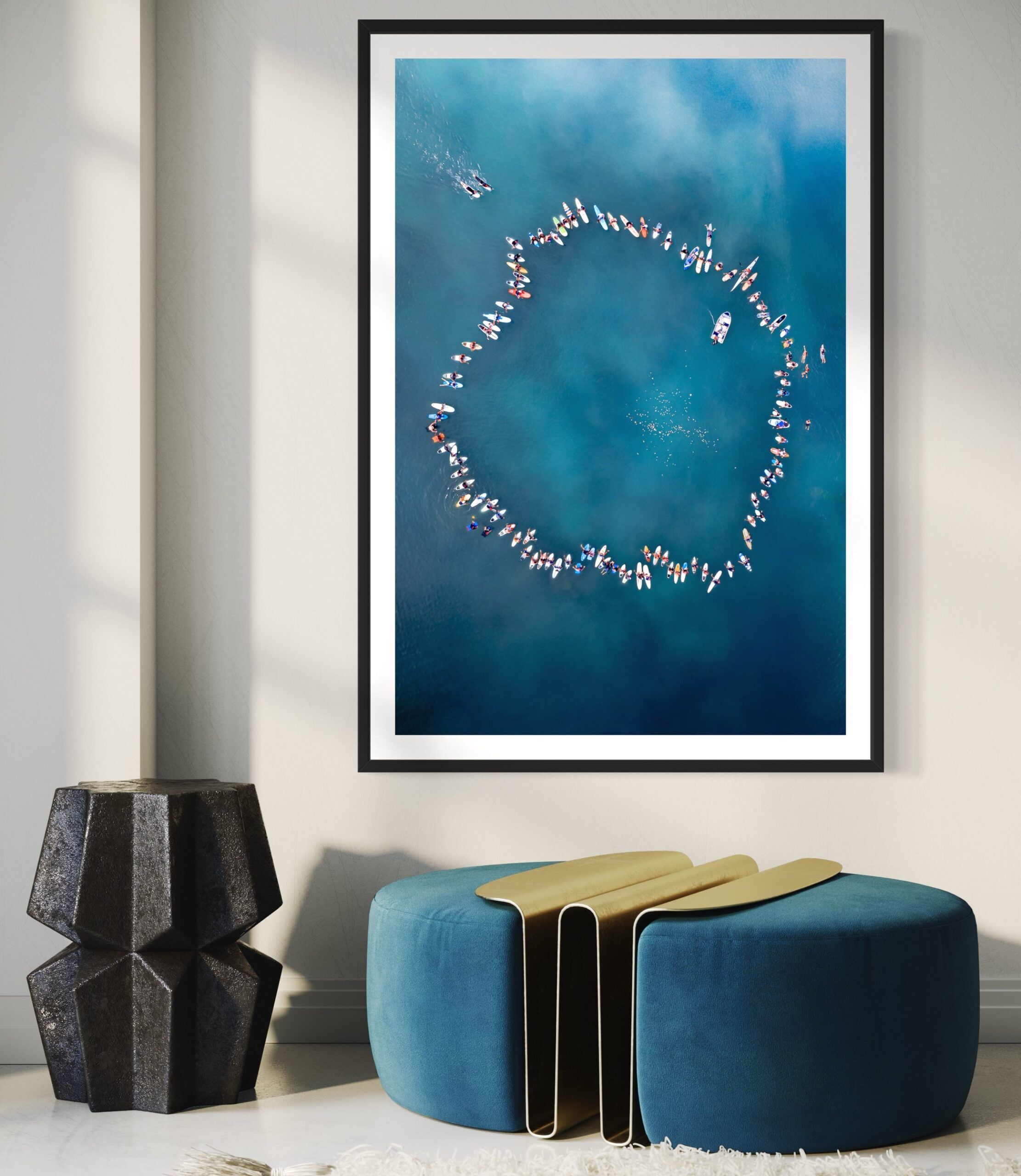 Nick Bennet of Tailwinds Aerial Media has his Surfers Circle photography hung in a home