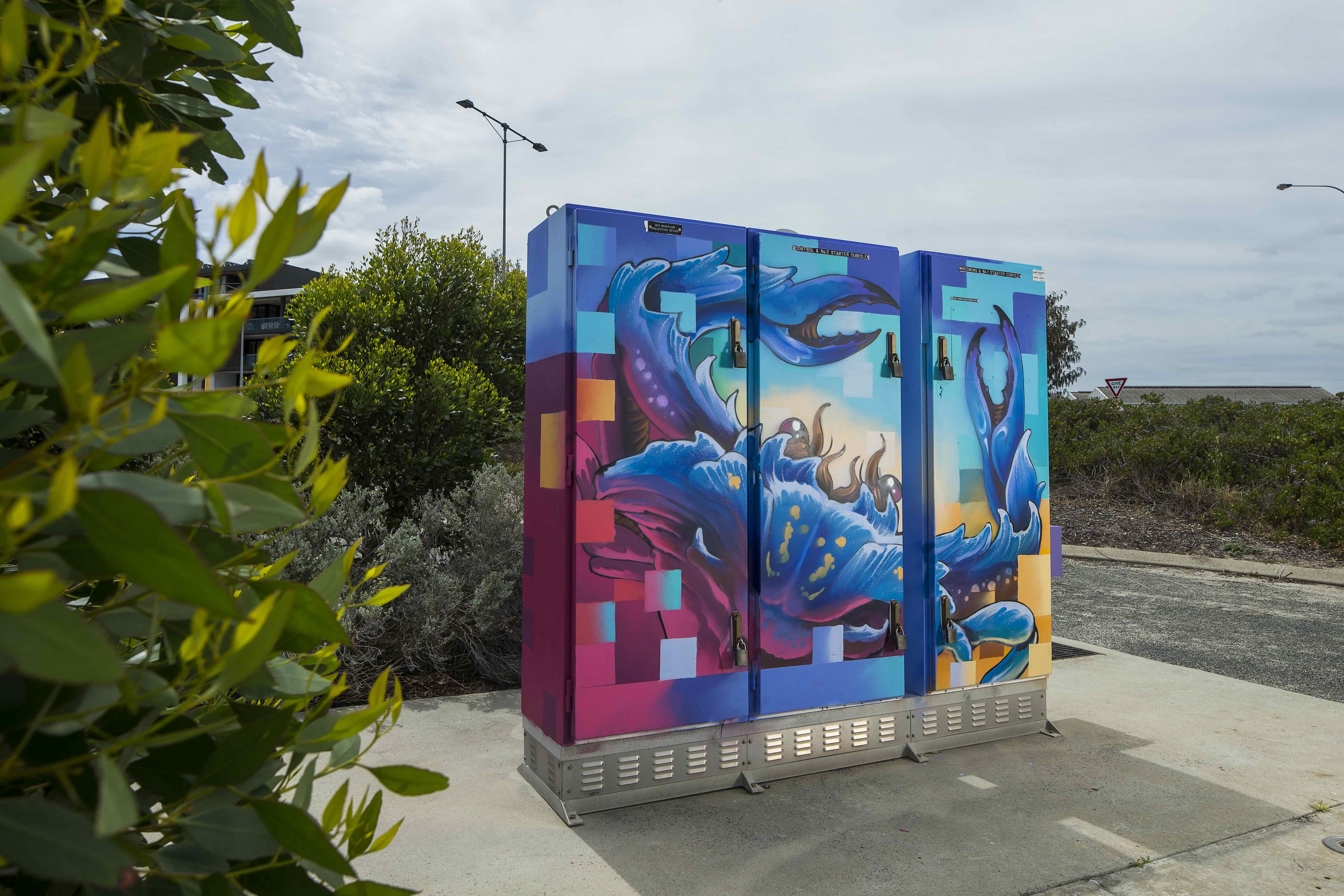 Jackson Harvey's (local Perth artist) Splash of Artwork mural in collaboration with Water Corporation in WA