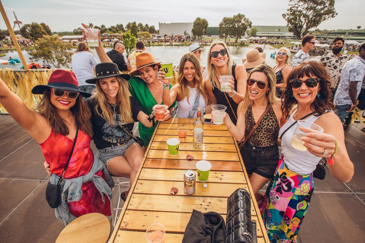 A group of friends at the Alive Garden Party festival in Perth