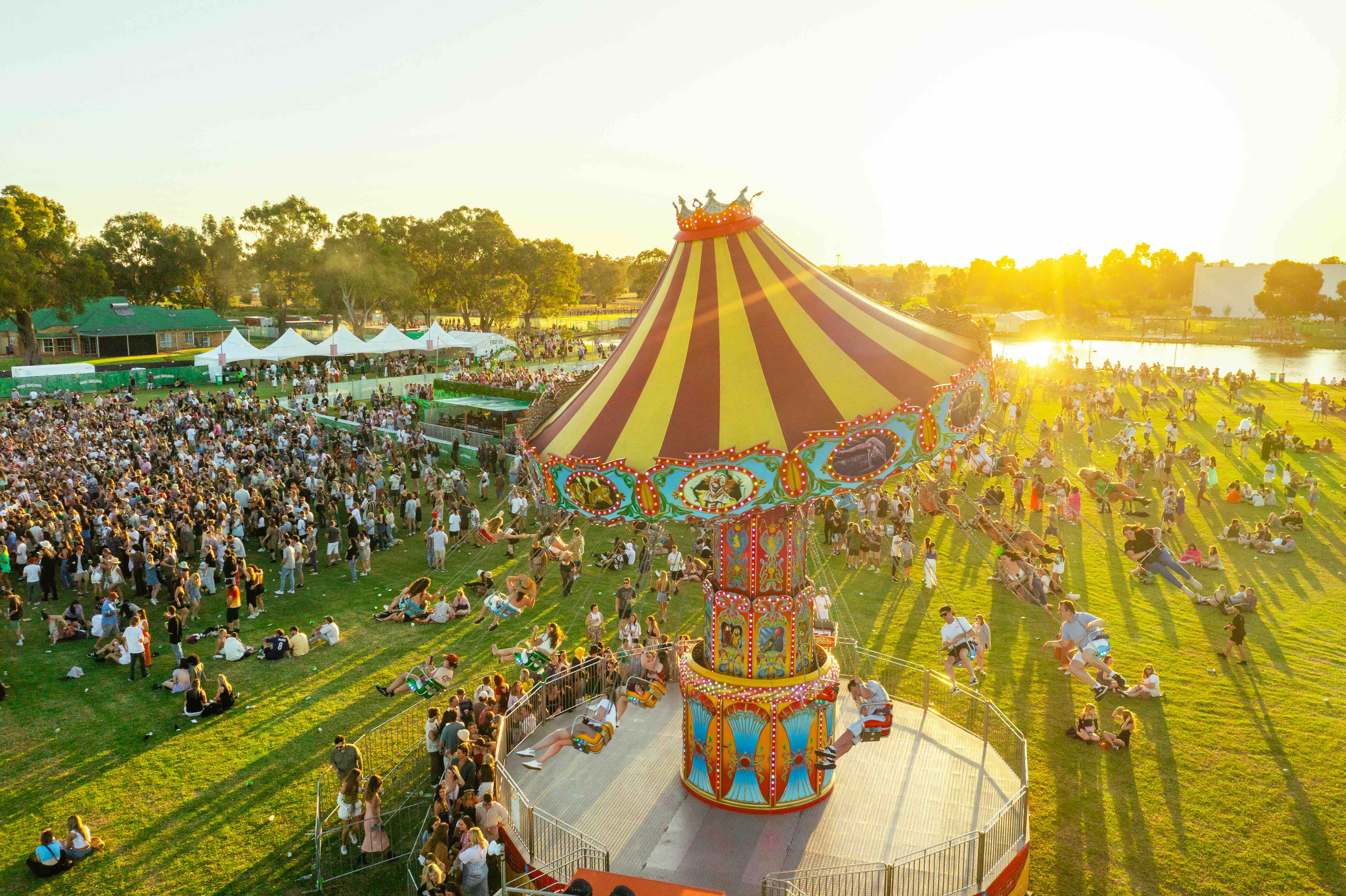 A wide shot of people enjoying the Alive Garden Party festival in Perth