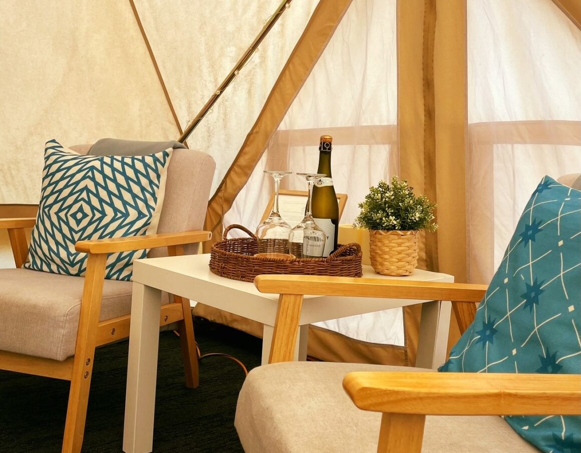 The inside of a tent at busselton glamping village down south 