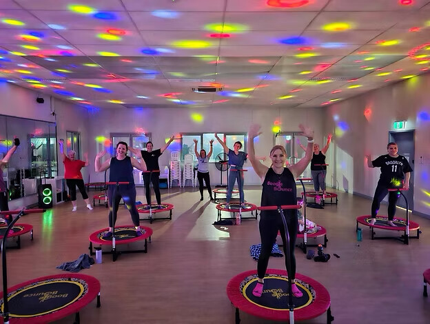 A group Boogie Bounce class, one of the fun exercise classes to try in Perth
