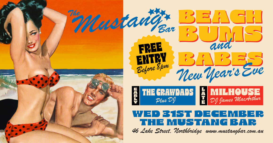An advertisement for The Mustang Bar in Perth's New Years Eve event