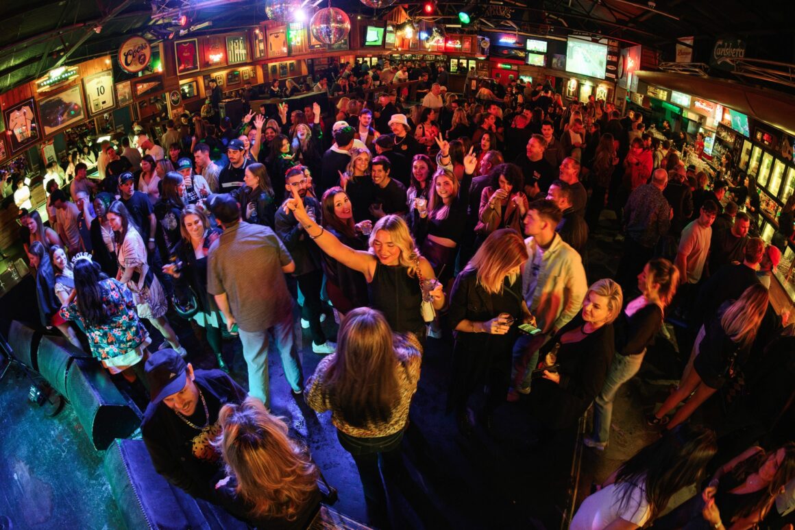 A group of people at The Mustang Bar in Perth for their New Years Eve event