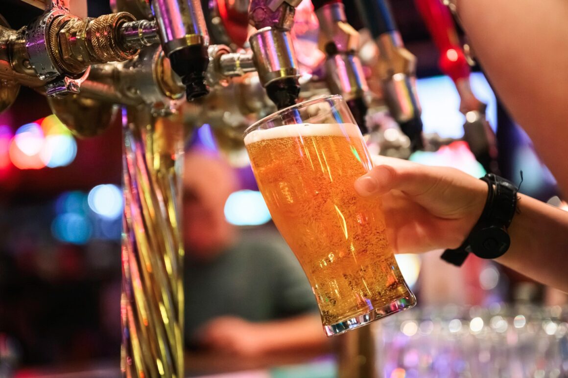 Pouring beer at The Mustang Bar in Perth for their New Years Eve event